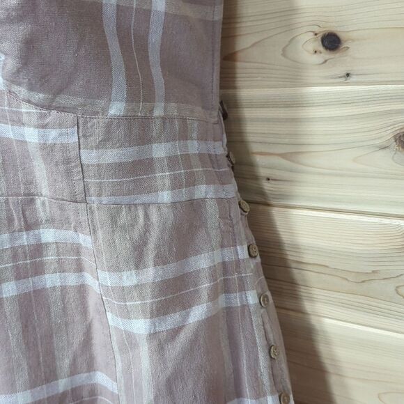 Free People Dress Womens Small Beige Life Like This Linen Strapless Midi Dress - Picture 4 of 11